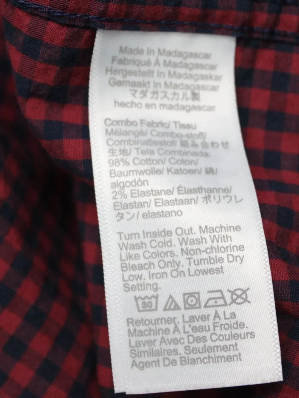 J. Crew Shirt Men 2XL XXL Blue/Red Plaid Flex Washed Slim Fit Long Sleeve Cotton